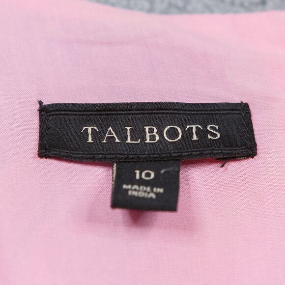 TALBOTS Patchwork Madras Plaid Shift Dress Preppy Classic Coastal Pink Sz 10 - Picture 6 of 7